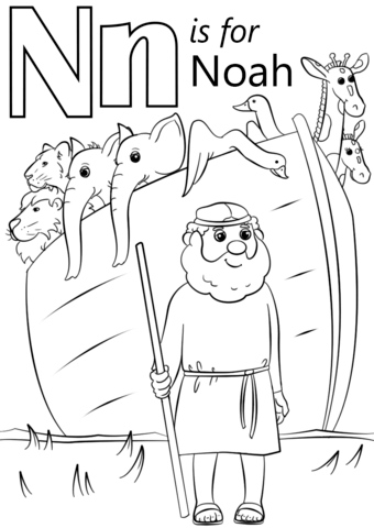 Letter N Is For Noah Coloring Page